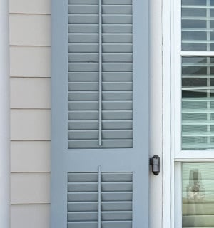 clean blue exterior shutter