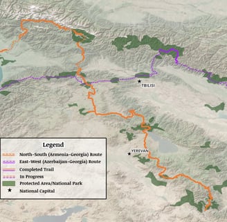transcaucasian trail map, hiking