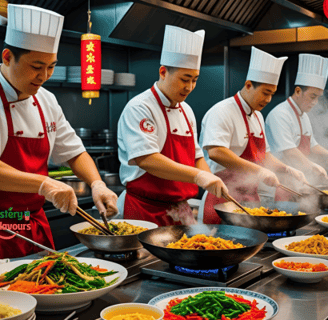 chines cheff working in the kithen