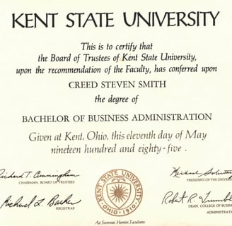 Creed Smith Bachelor Of Business Administration Diploma