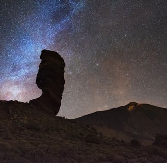 a rock formation with a star in the sky on Teide Vulcan