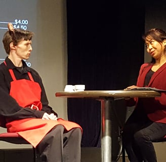 Robert Long and Monalisa Amidar in Langdon, The Seasonal Barista (2017) N47 Theatre production