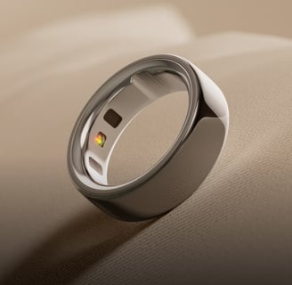 a ring with a yellow and red stone- Oura ring