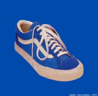 a pair of blue sneakers with white laces, Vans Old Skoll - 1977