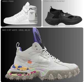 a collage of different types of sneakers, adidas, Nike