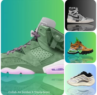 a collage of different types of luxury collab of sneakers