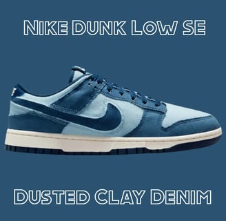a blue and white Nike Dunk Low SE sneakers