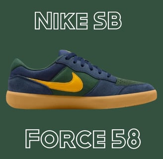 a pair of shoes with the words, Nike SB Force 58
