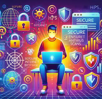 mostra uma pessoa acessando a internet de forma segura