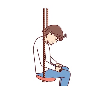 Grieving girl on a swing