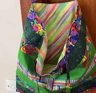 brightly coloured tote bags