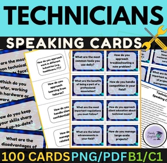 ENGLISH FOR TECHNICIANS - Speaking Cards for ESL and ELA