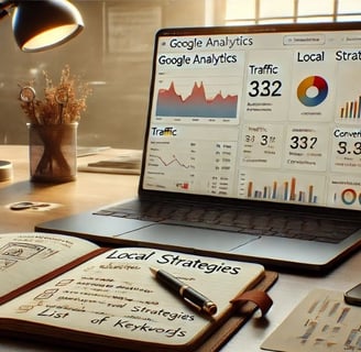 Tablero de Google Analytics mostrando estadísticas de estrategias locales de marketing en Almería.