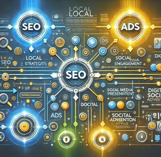 Gráfico con estrategias de marketing digital esenciales para negocios en Almería.