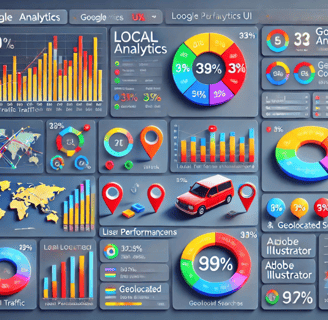 Tablero de Google Analytics con métricas clave para evaluar el SEO local de un negocio.