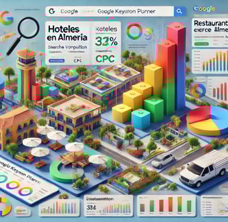 Herramienta de búsqueda de palabras clave locales mostrando términos relacionados con Almería.