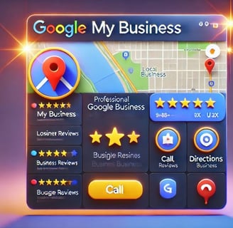 Interfaz de Google My Business con un negocio destacado en Google Maps.