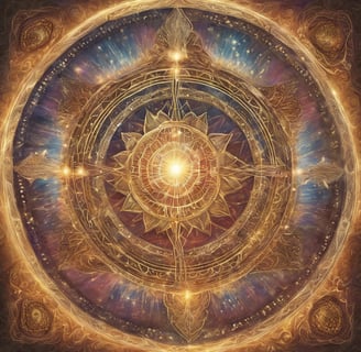 Golden compass with Sun in the center
