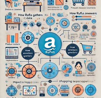 infographic illustrating how Amazon's Rufus AI assistant works