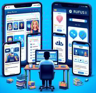 A screenshot of the Rufus AI assistant in action on the Amazon desktop interface.