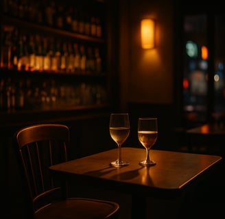 une chaise, une table, deux verres, une rencontre