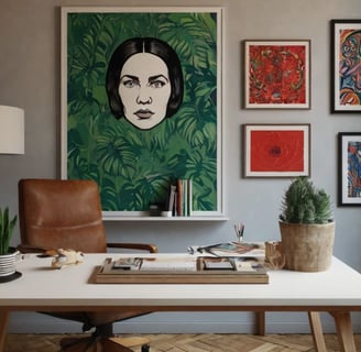 Retro Pop Art Still Life – A modern take on a traditional still life, with a bowl of fruit painted i
