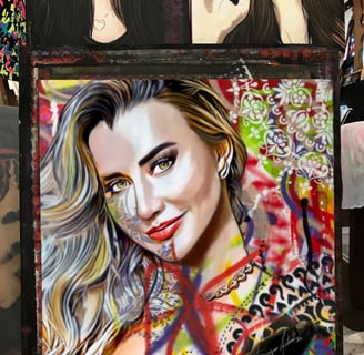 Uma pintura de uma mulher pintada em tela, moderna e personalizada