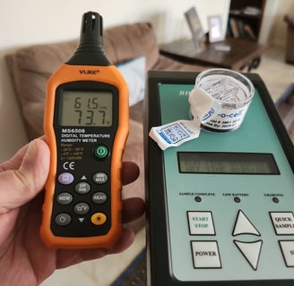 Mold testing equipment in use during home inspection