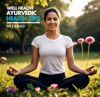 Lady doing Pranayam showing well Health  Ayurvedic  tips