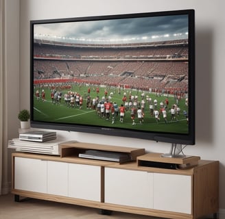 A dark room featuring a television screen displaying the word 'Netflix' in red against a black background. The screen is centered on a console table, with a video game controller placed in front. The room is dimly lit by red ambient lighting, creating a cozy atmosphere.