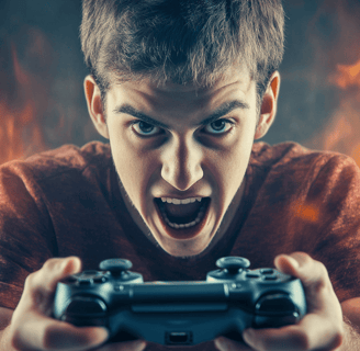 a man is playing video games on a video game