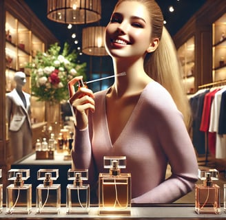 A woman using the best perfume
