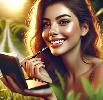 woman using Makeup Brushes