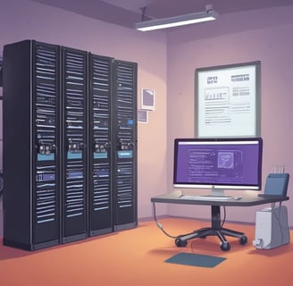 Several server racks with the logo 'imgIX' are neatly arranged in a data center. The racks are equipped with blue and yellow cable management, ensuring proper organization of the cables inside. The room is well-lit with overhead lighting and has a modern, clean appearance.