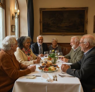 Group of seniors enjoying retirement life.