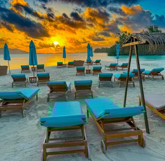 watching the sunset in Bora Bora