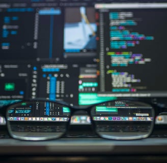 a pair of glasses with a computer screen showing a computer screen