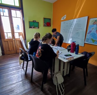 Students in a Spanish class at a language school in Rosario, Argentina