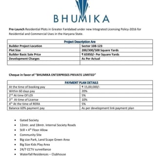 bhumika plot in faridabad