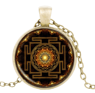 sacred geometry, Sri Yantra, golden ratio, spiritual jewelry, energy pendant, manifestation tool
