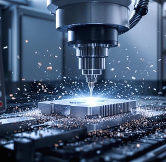 High-precision CNC milling machine cutting aluminum component