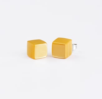 a pair of earrings with a gold plated earring