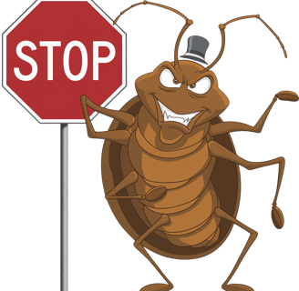 a bed bug holding a stop sign