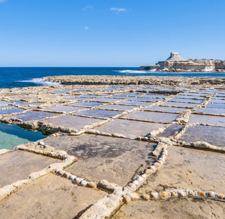 Salt pans at Xwejni Bay.