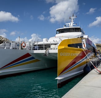 Gozo Highspeed Ferry moored in Mgarr Harbour, Gozo.