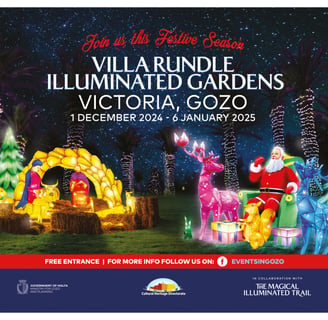 Poster for the Christmas 2024 Villa Rundle Illuminated Gardens, Victoria, Gozo