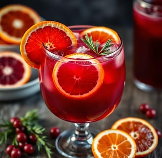 a glass of wine with a red wine in it