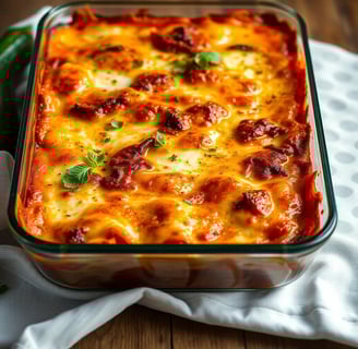 a casserole dish with cheese and vegetables