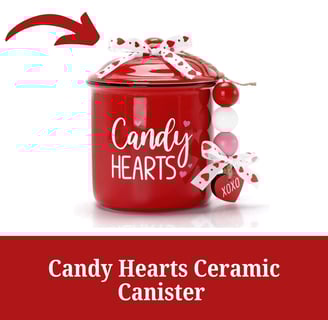 a candy heart shaped ceramic candy canet