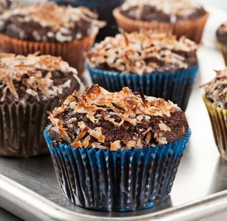A Pan of Coconut Chocolate Muffins